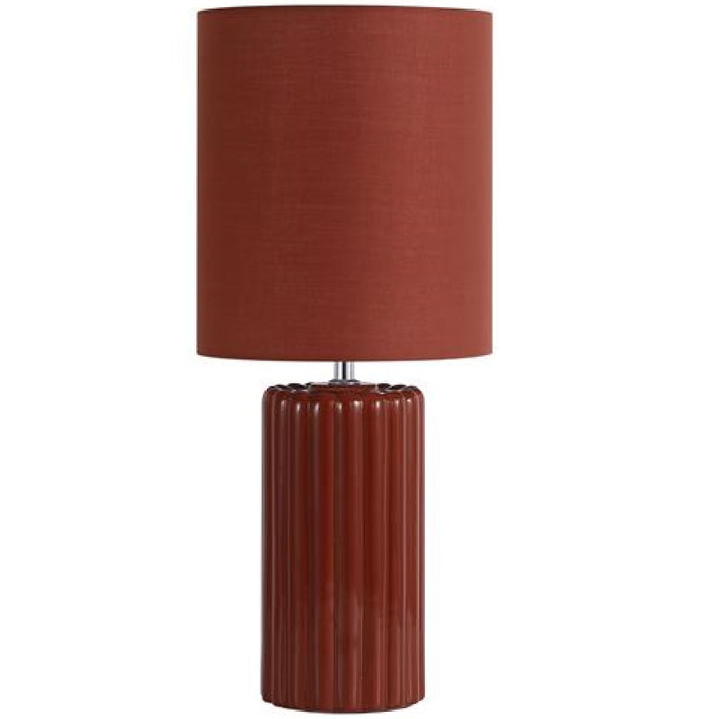 Britalia BR22353OR Burnt Orange Ribbed Ceramic Linen Table Lamp with Linen Drum Shade - 51cm Height