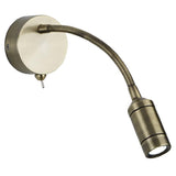LED Antique Brass Modern Flexible Switched Wall Reading Light 240mm
