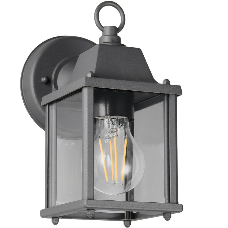 Britalia BR262260142 Anthracite Dark Grey Outdoor Vintage Down Lantern Wall Light - 22.5cm Height