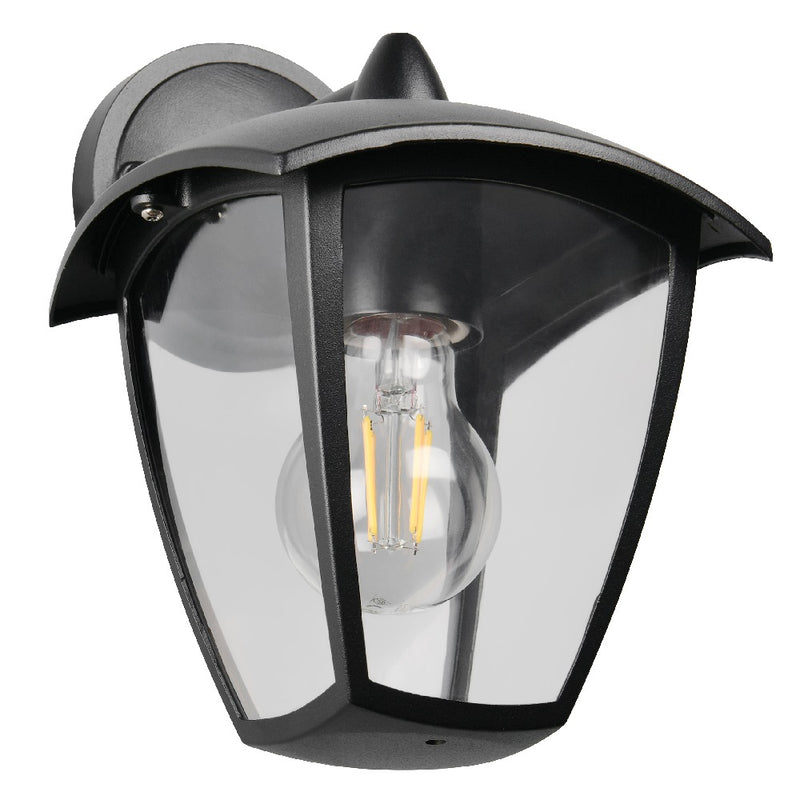 Britalia BR263260132 Black and Clear Outdoor Modern Down Lantern Wall Light IP44 - 24cm Height