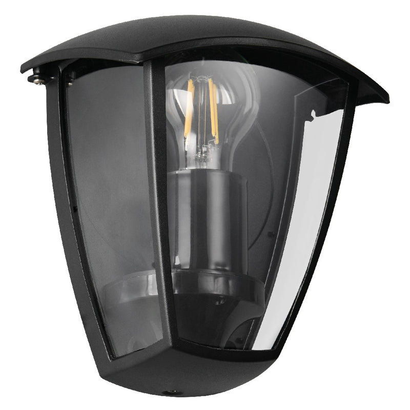 Britalia BR263260332 Black Outdoor Modern Flush Half Lantern Wall Light IP44 - 20cm Height