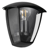 Black Outdoor Modern Flush Half Lantern Wall Light IP44