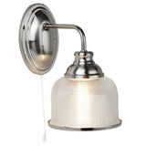Satin Silver Vintage Wall Light with Halophone Glass Shade 245mm