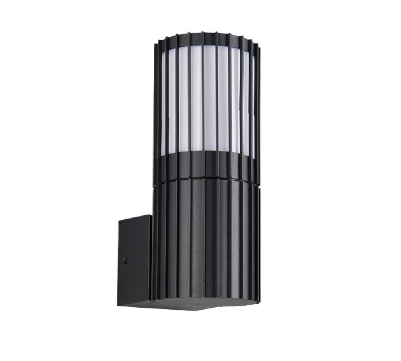 Britalia BR296460142 Black Cylindrical Modern Outdoor Wall Lamp with Frosted Diffuser IP54 - 20cm Height