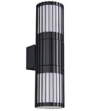 Britalia BR269460242 Black Cylindrical Modern Outdoor Up and Down Wall Lamp with Frosted Diffuser IP54 - 30cm Height