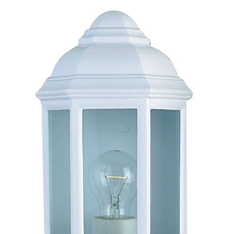 White Outdoor Single Lamp Traditional Flush Lantern Wall Light IP44
