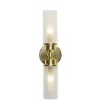 Britalia BR29982SB Satin Brass &amp; Ribbed Glass Bathroom Vintage 2 Lamp Wall Light - 37cm Length