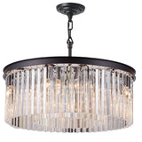 Matt Black and Crystal Glass Modern 8 Lamp Chandelier Ceiling Pendant 60cm