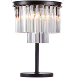 Matt Black and 2 Tier Crystal Glass Modern 3 Light Table Lamp 57cm