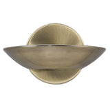 LED Antique Brass & Frosted Glass Round Plate Wall Uplighter 110mm