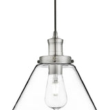 Satin Silver & Clear Glass Conical Pendant Light