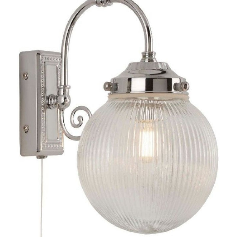 Chrome Ribbed Glass Bathroom Light