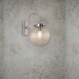 Chrome & Ribbed Glass Switched Bathroom Light