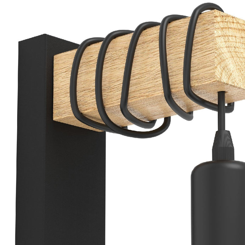 Black and wood single Wall Light