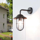 Matt Black Outdoor Single Lamp Vintage Down Lantern Wall Light IP44