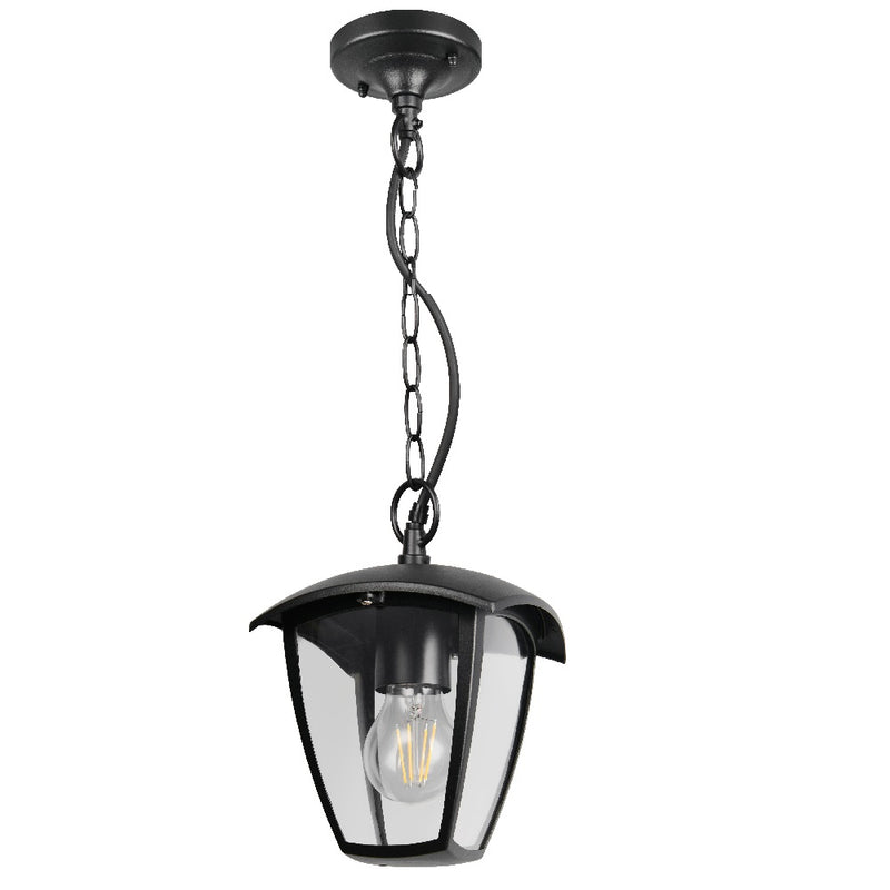Britalia BR363260132 Black and Clear Outdoor Modern Hanging Pendant Lantern Wall Light IP44 - 82cm Length