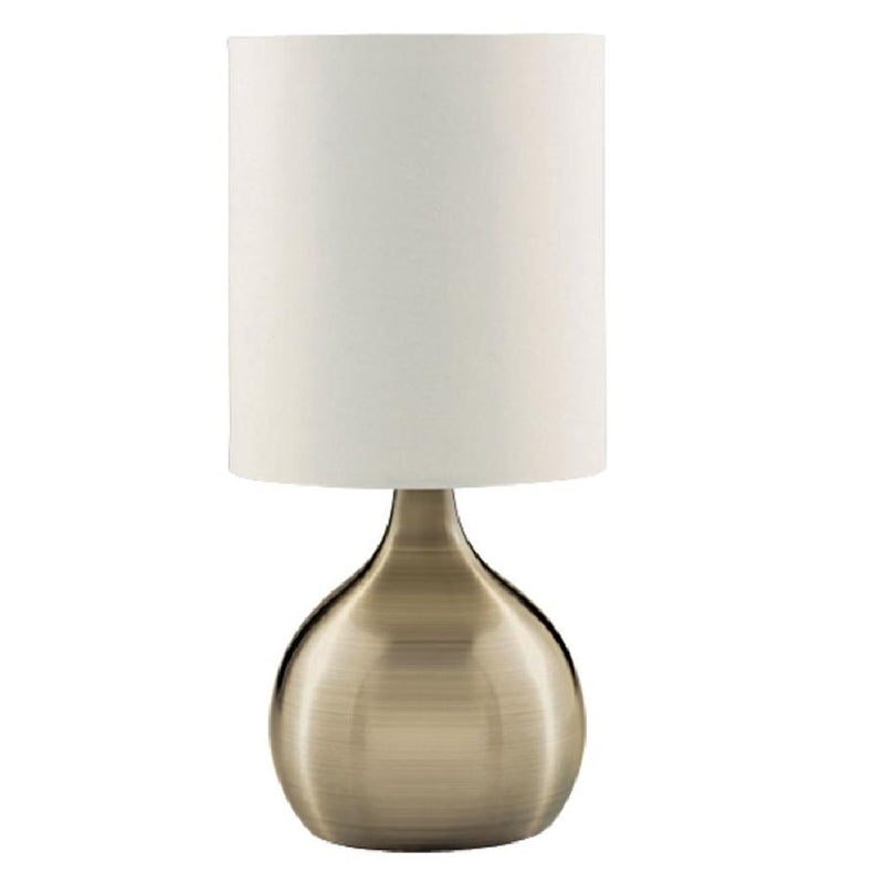 Antique Brass Modern Globe Touch Table Lamp with White Shade 29cm
