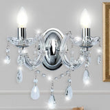 Polished Chrome Vintage 2 Lamp Wall Light with Crystal Acrylic Beads 320mm