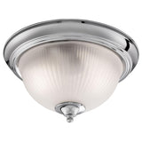 Polished Chrome Bathroom Flush Light with Acid Ribbed Glass 290mm