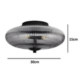 Black Ribbed Glass Flush Ceiling Light