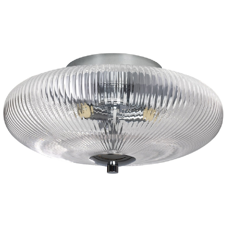 Britalia BR4055 F CH Polished Ribbed Glass Vintage Domed Flush Ceiling Light - 30cm Diameter
