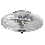 Polished Chrome Ribbed Glass Vintage Domed Flush Ceiling Light 30cm