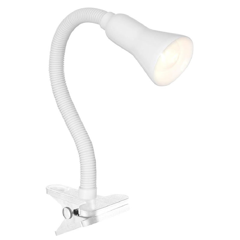 White Modern Clip On Flexible Stem Switched Task Table Lamp 30cm