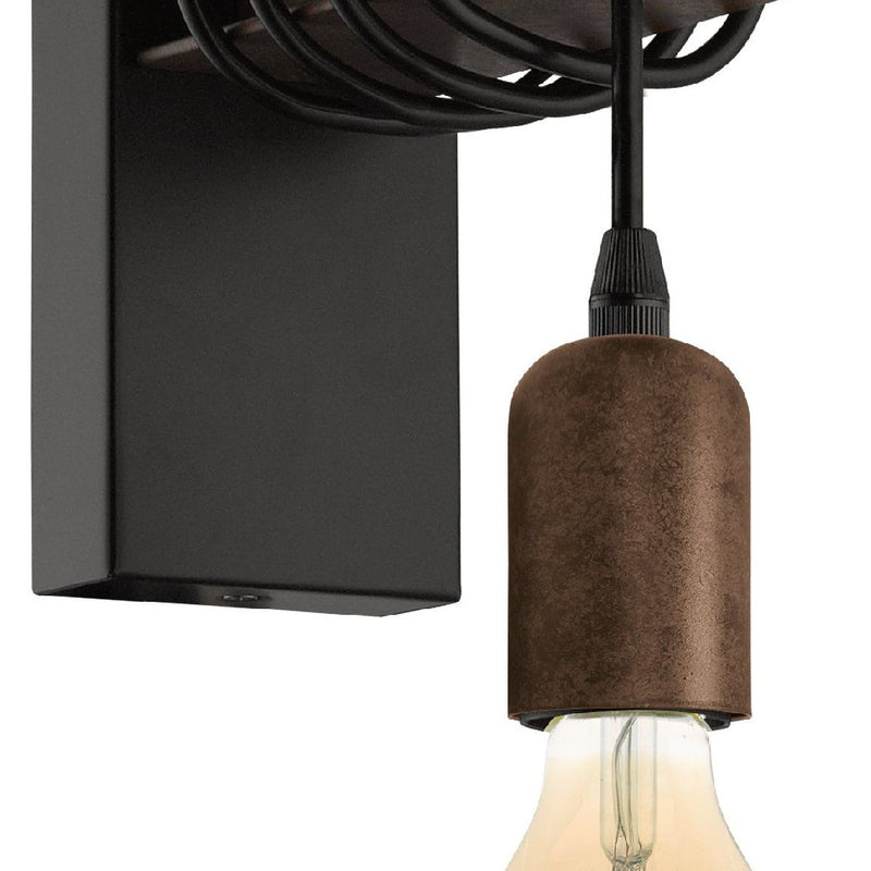 Black & Antique Brown Vintage Industrial Single Lamp Wall Light 190mm