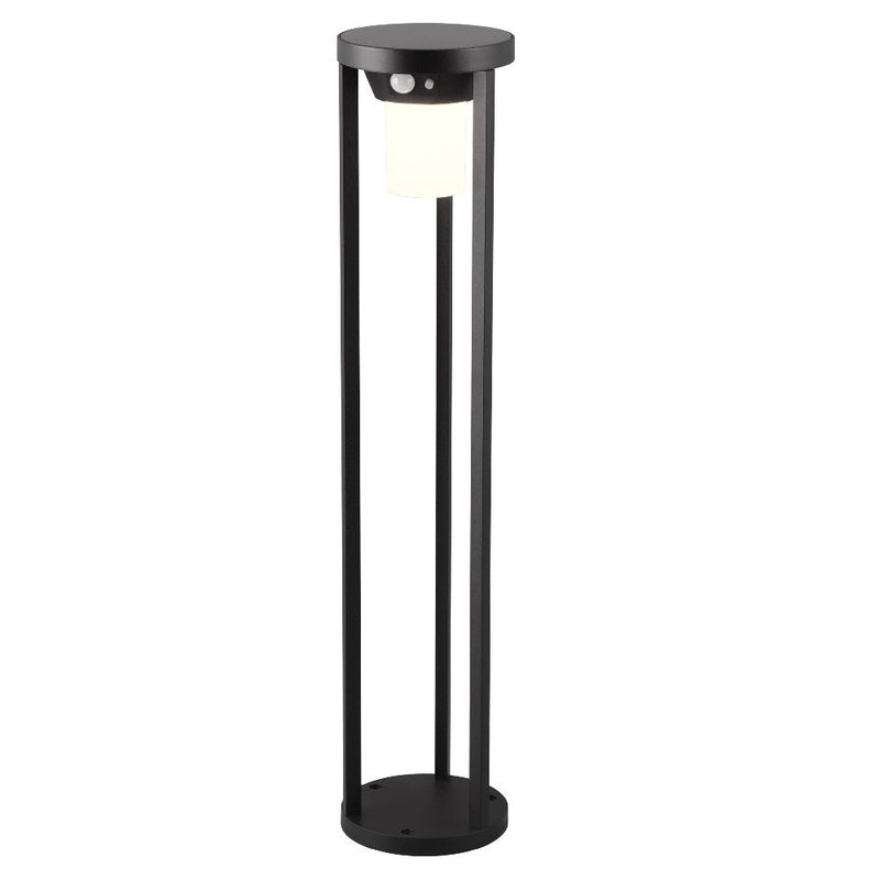 LED Matt Black Outdoor Solar Power Cylidrical Post Light with PIR