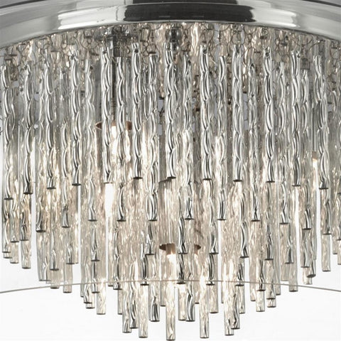 Polished Chrome & Clear Glass 4 Lamp Semi Flush Light with Spiral Tubes 350mm