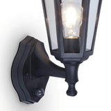 Black Outdoor Wall Light Lantern with Sensor