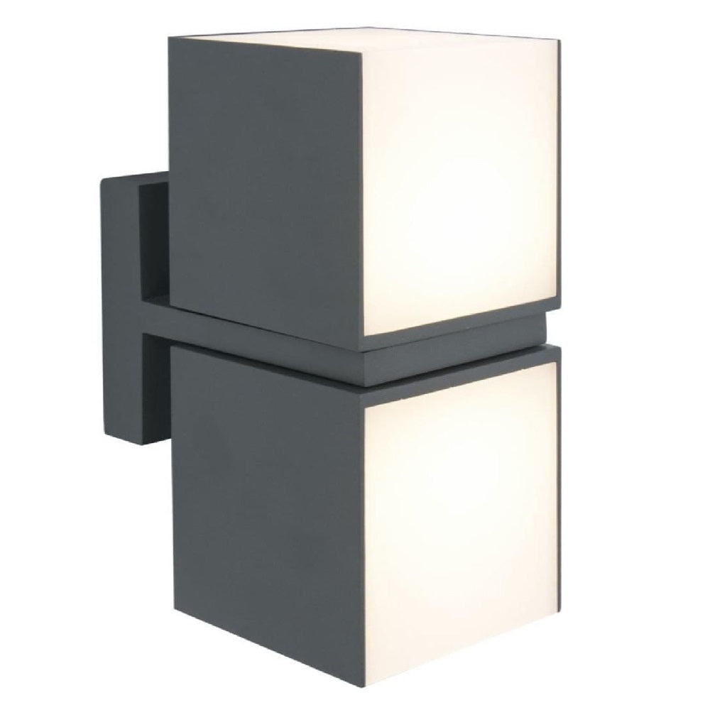 Rectangular Cuboid Led LED Anthracite Outdoor Cuboid Multi Directional 2 Lamp Wall Light ...