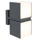 LED Anthracite Outdoor Cuboid Multi Directional 2 Lamp Wall Light