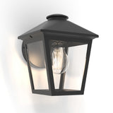 Britalia BR5294502012 Matt Black &amp; Clear Glass Panel Outdoor Vintage Tapered Square Lantern Wall Light IP44