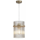 Britalia BR55620CP Champagne Gold and Glass Rod Modern Pendant Light - 20cm Diameter