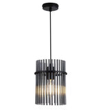 Britalia BR55620SM Matt Black and Smoked Glass Rods Modern Pendant Light - 20cm Diameter