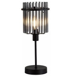 Matt Black Modern Table Lamp with Smoked Glass Rod Shade 37.5cm