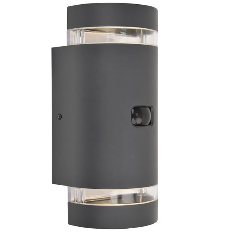 Britalia BR5604014118 Anthracite Outdoor Modern Half Cylinder Up &amp; Down Wall Light with Motion Sensor