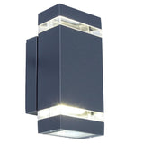 LED Anthracite Outdoor Modern Rectangular Up & Down Wall Light