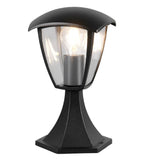 Black Outdoor Modern Lantern Pedestal Post Light with Clear Shade IP44
