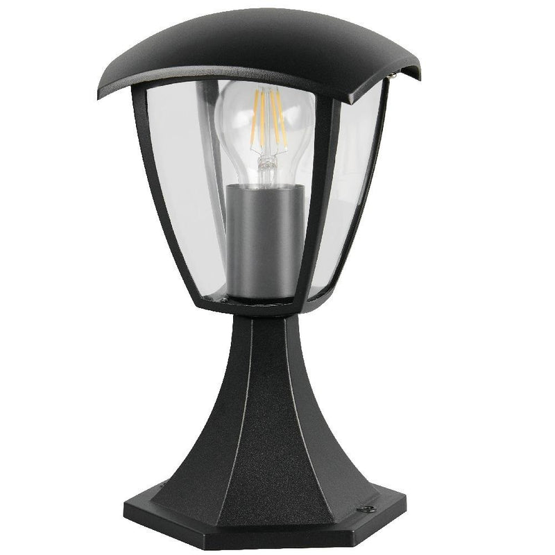 Black outdoor lamp with clear glass shade IP44