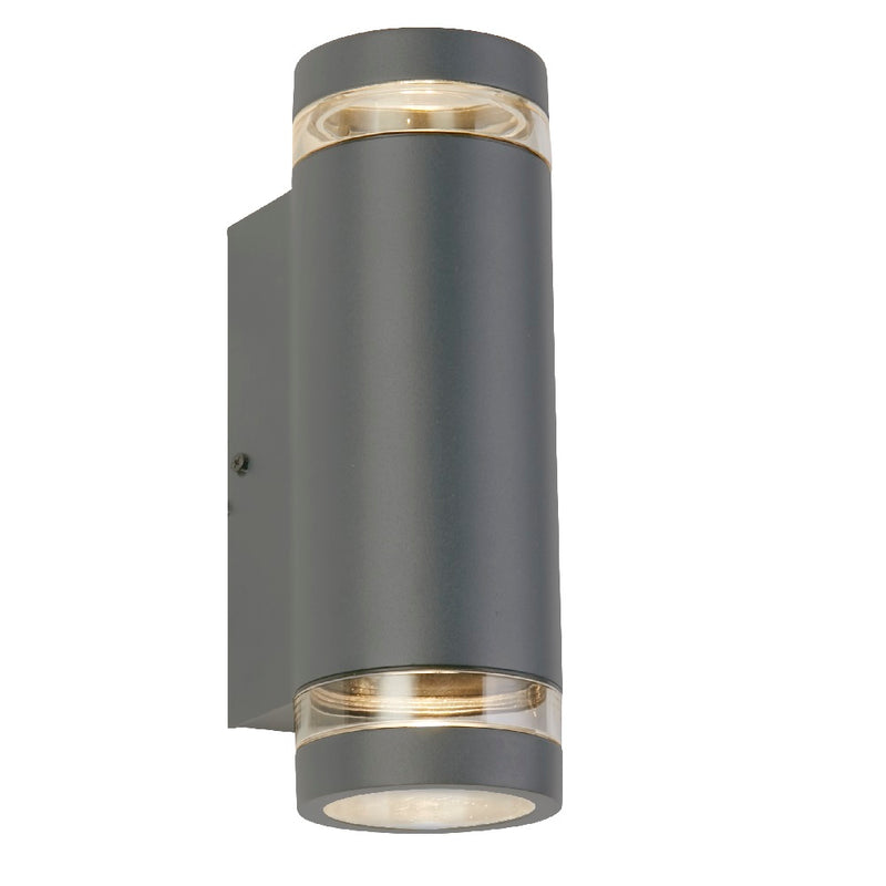 Britalia BR61100GY Anthracite Dark Grey Outdoor Modern Cylinder Up &amp; Down Wall Light IP44
