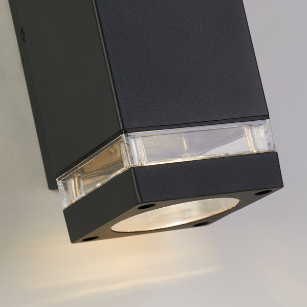 Matt Black Outdoor Modern Rectangular Up & Down Wall Light IP44 ...