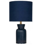 BLue and antique brass ceramic table lamp with matching shade