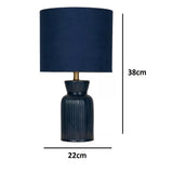 Navy Blue Velvet and Ceramic table lamp