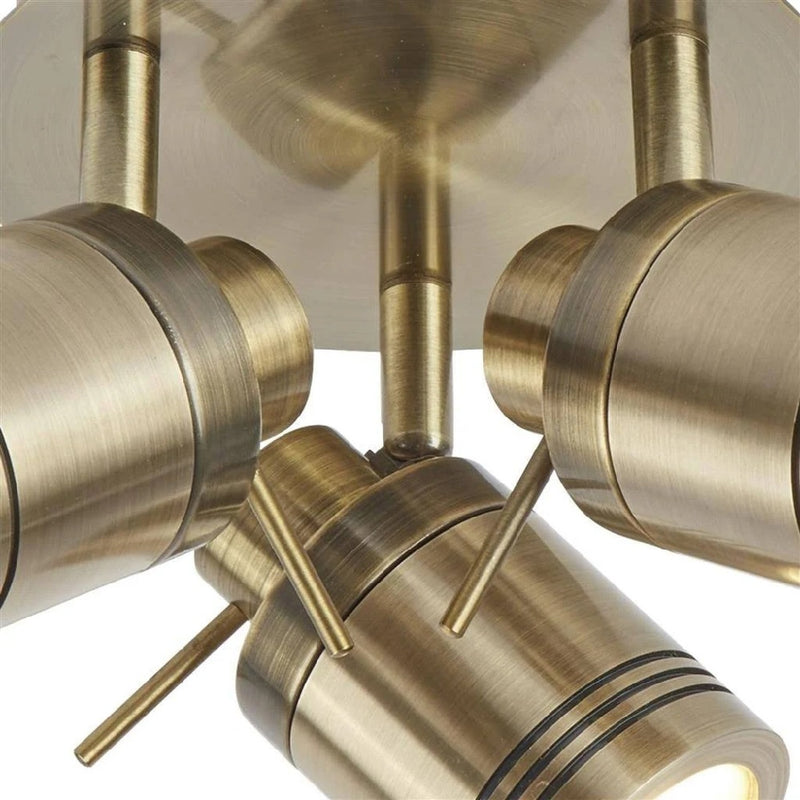 Antique Brass Round Plate Flush Bathroom Light Spot