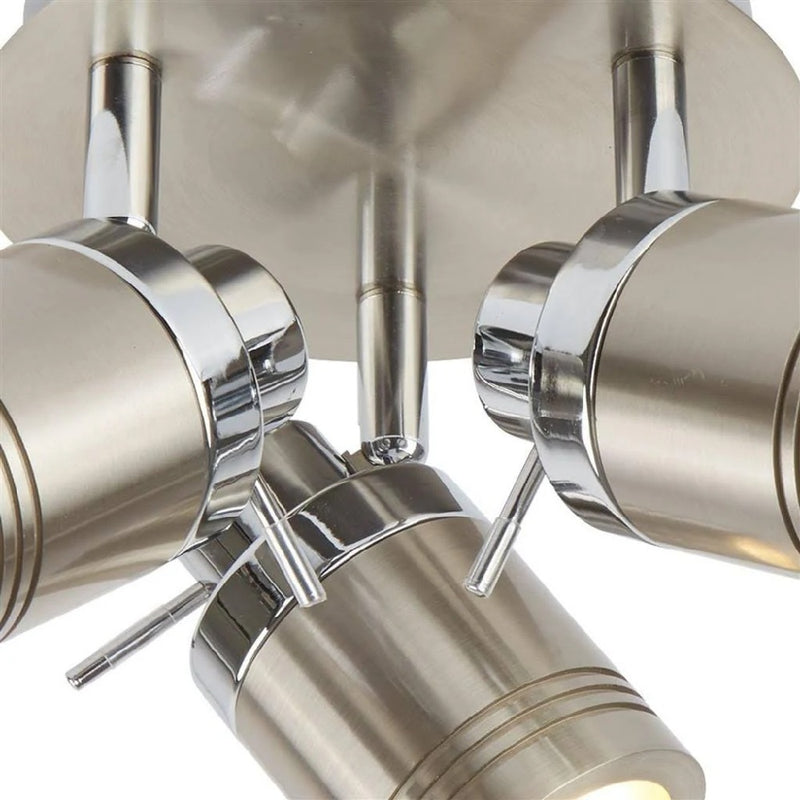 Satin Silver Round Plate Flush Bathroom Light Spot