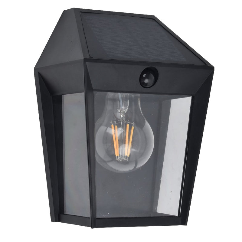 Britalia BR6916002330 LED Matt Black Vintage Down Lantern Wall Light with PIR - Solar Powered IP44