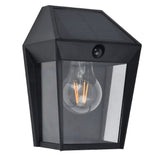 LED Matt Black Vintage Solar Down Lantern Wall Light with PIR IP44