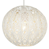 Cream Metal Fretwork Globe Vintage Easy Fit Pendant Shade 23cm